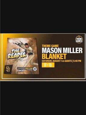 SD Padres, Mason Miller The Reaper Blanket - Brown/Gold